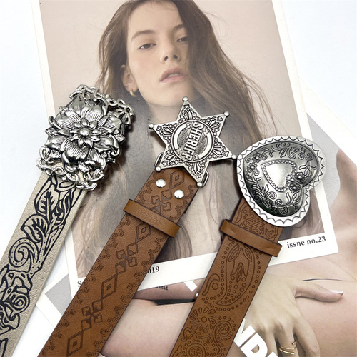 Design sense niche retro belt women's decoration with skirt jeans y2k hot girl belt versatile 2024 new style