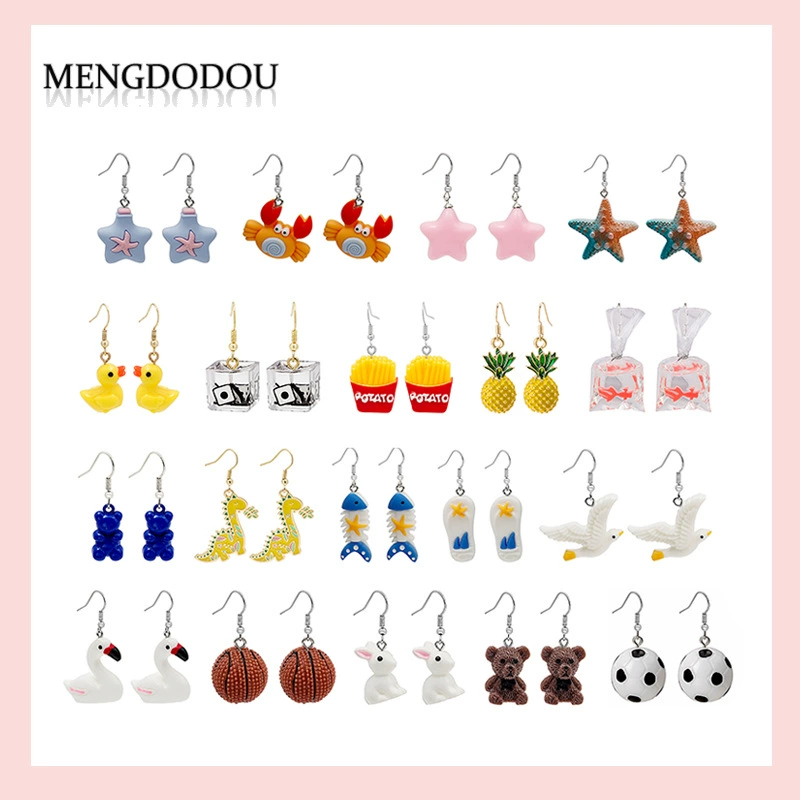 Three dimensional cute earrings, creative basketball marine dice