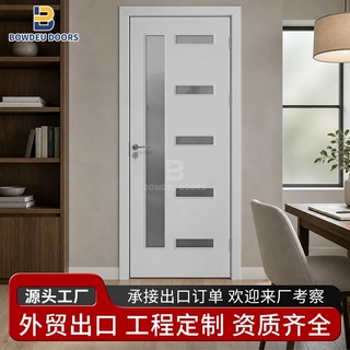 海外专供北美r多款式带玻璃房间门white primed 白底漆木门