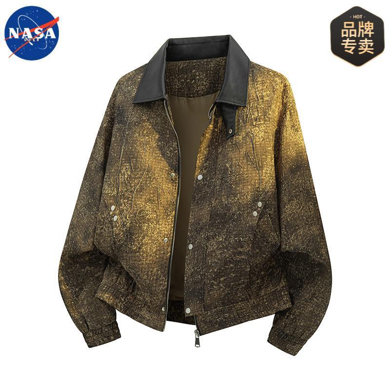 NASAOVER品牌巴恩风大码高定夹克男生高级感轻奢扎染工装翻领外套|undefined