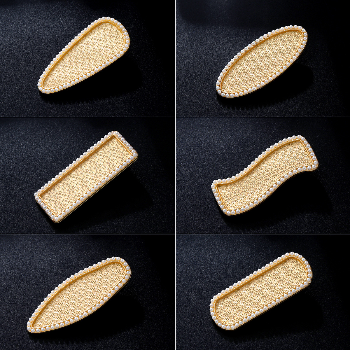 Manufacturer Wholesale Hairpin Geometric Square Side Clip Accessories DIY Intangible Cultural Heritage Song Brocade with Cover Patch Clip Alloy Women