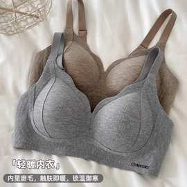 秋冬磨毛加厚保暖无痕内衣女无钢圈收副乳立体聚拢小胸显大文胸罩