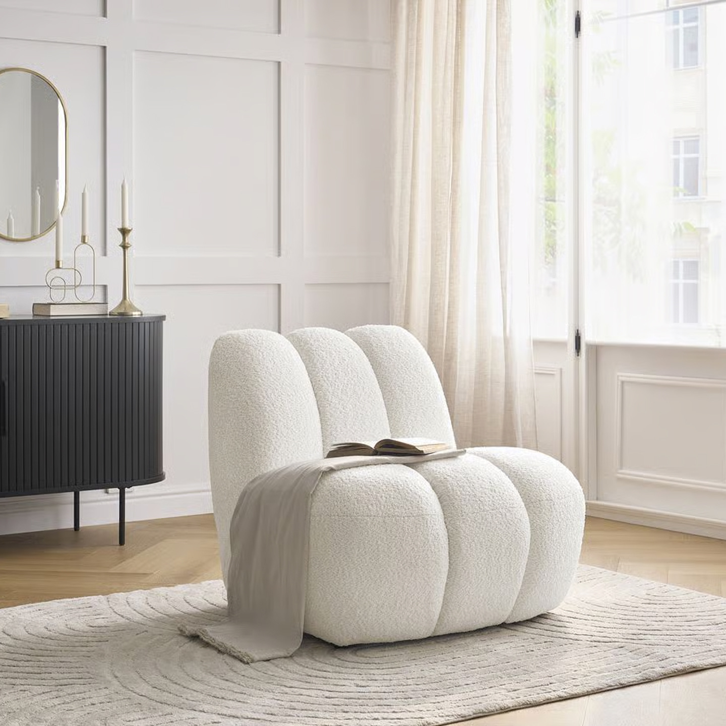 French-Style Vintage Cream-Colored Lambswool Single Leisure Sofa Nordic Minimalist Designer Ins Homestay Lazy Chair