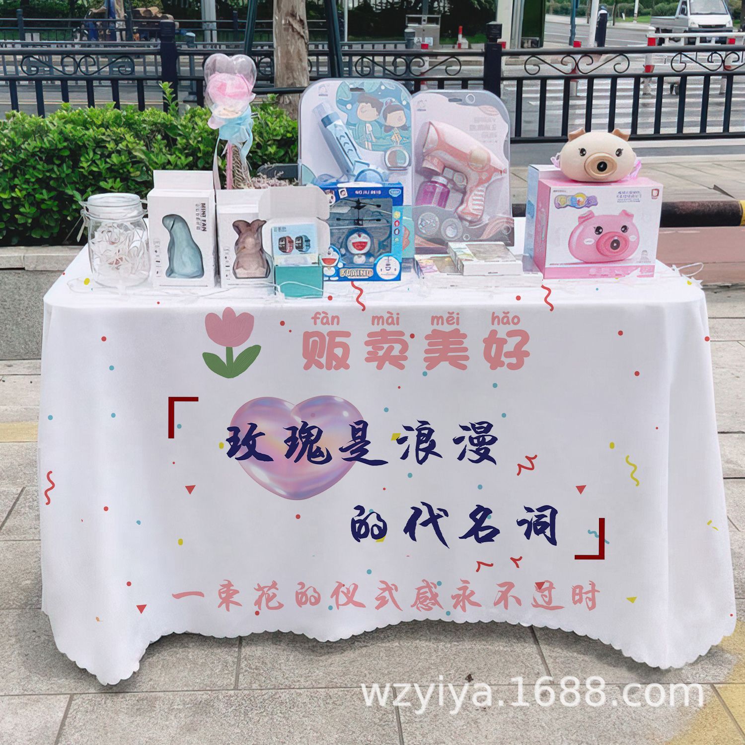 Venta de flores publicitarias publicidad mercado nocturno puestos de mesa tela carro mesa tela tela de mesa acera