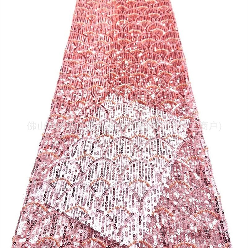 Tejido de bordado de perlas de alta fijación, tela de bordado tridimensional, cheongsam, vestido de noche, vestido de brindis, tela bordada