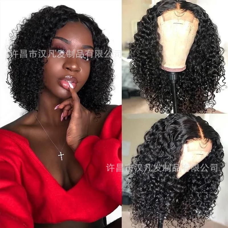 100% Human Hair 4*4 Bob Deep Wave Cross-Border Wig, No Need to Wake up from Sleep, Glue-Free Full Head Wig