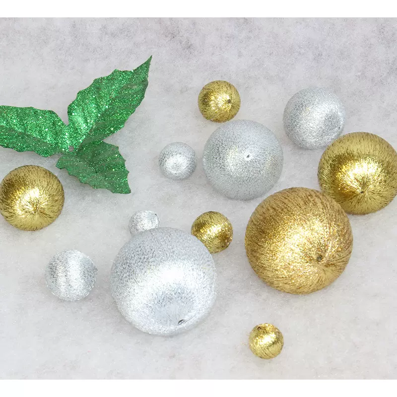 泡沫球胎保利龙圣诞节装饰配件新品丝波球挂饰丝光球丝球辅料批发