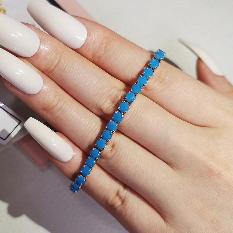 Hip Hop Tennis Armband Handstück Mehrfarbiges Zirkon Armband Damen Volldiamant Nicht verblassend S5787_voghion.com