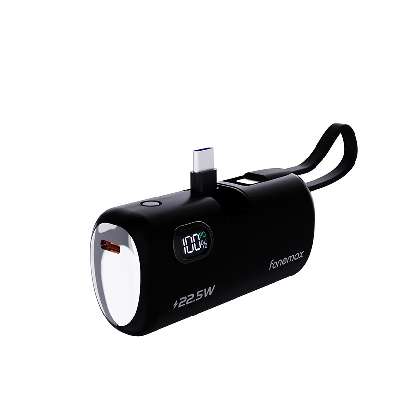 Nueva cápsula de banco de energía de cable autónomo dos en uno 5000mAh teléfono móvil mini lápiz labial de carga rápida para Apple 16