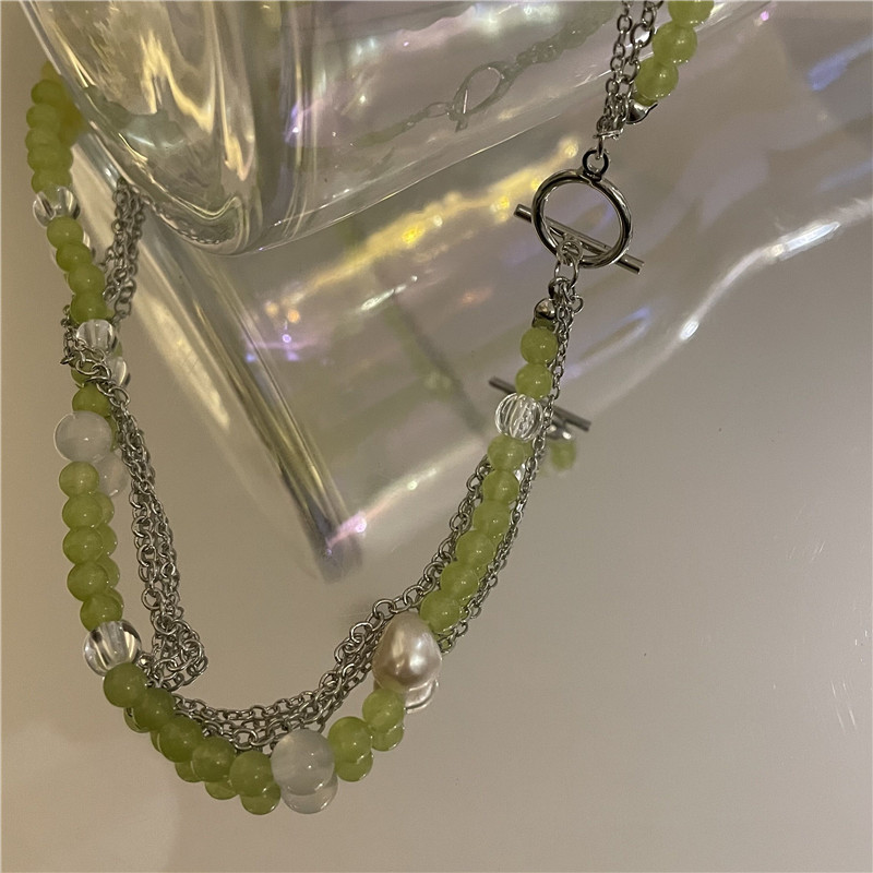 Wholesale Jewelry Baroque Green Cystal Beaded Multi-layer Necklace Nihaojewelry display picture 9