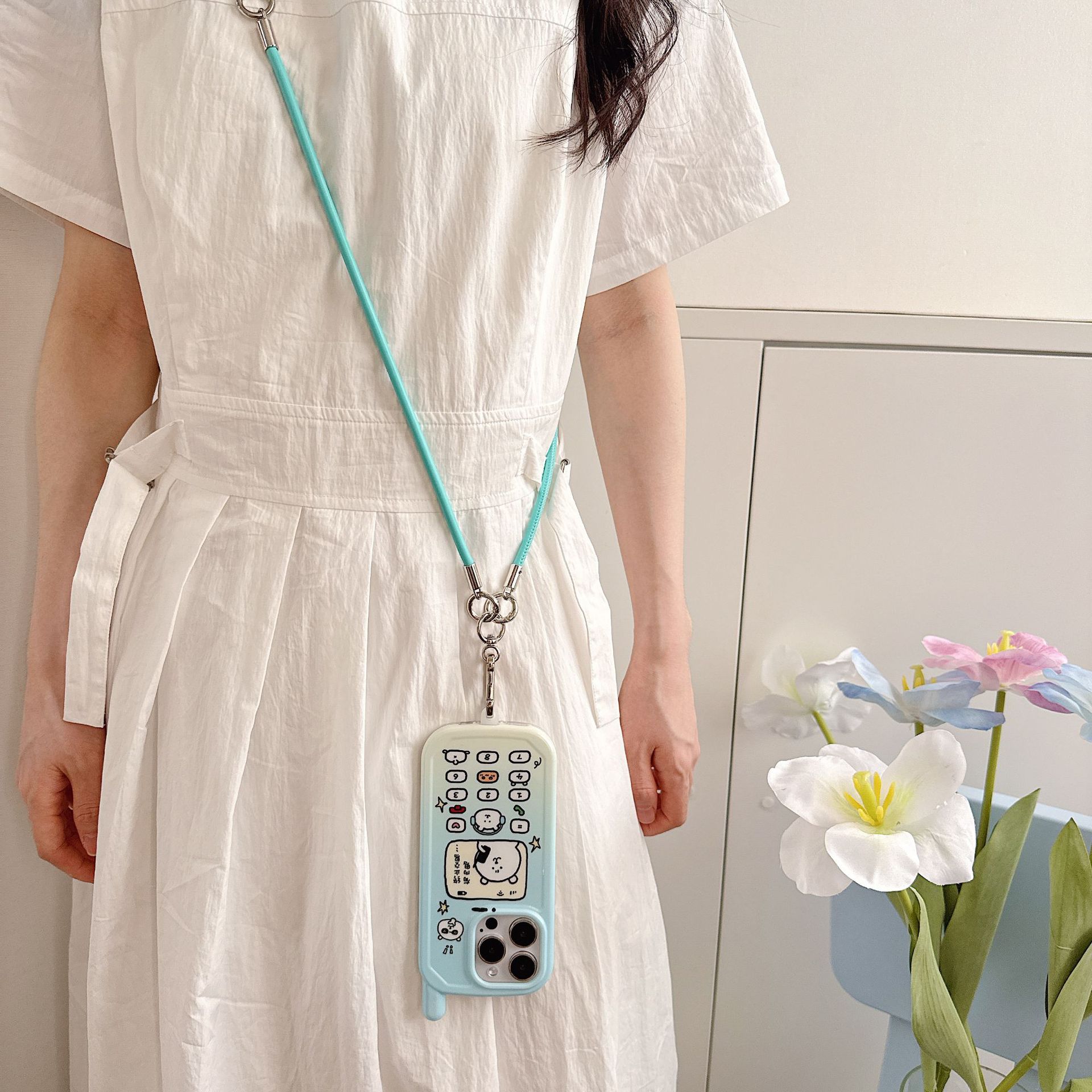 Cordón de teléfono móvil de alta gama hecho a mano boutique Cordón de cuero ins Cadena larga y corta Cordón de teléfono móvil de moda Cordón de mensajero largo y corto