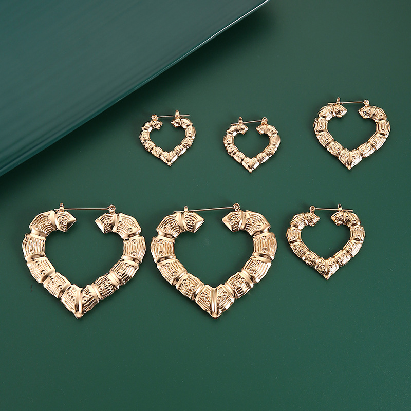 Fashion Heart Iron No Inlaid Earrings display picture 4