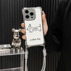苹果17/16Promax腊肠狗手机壳iPhone13挂绳斜跨14/15防摔保护壳