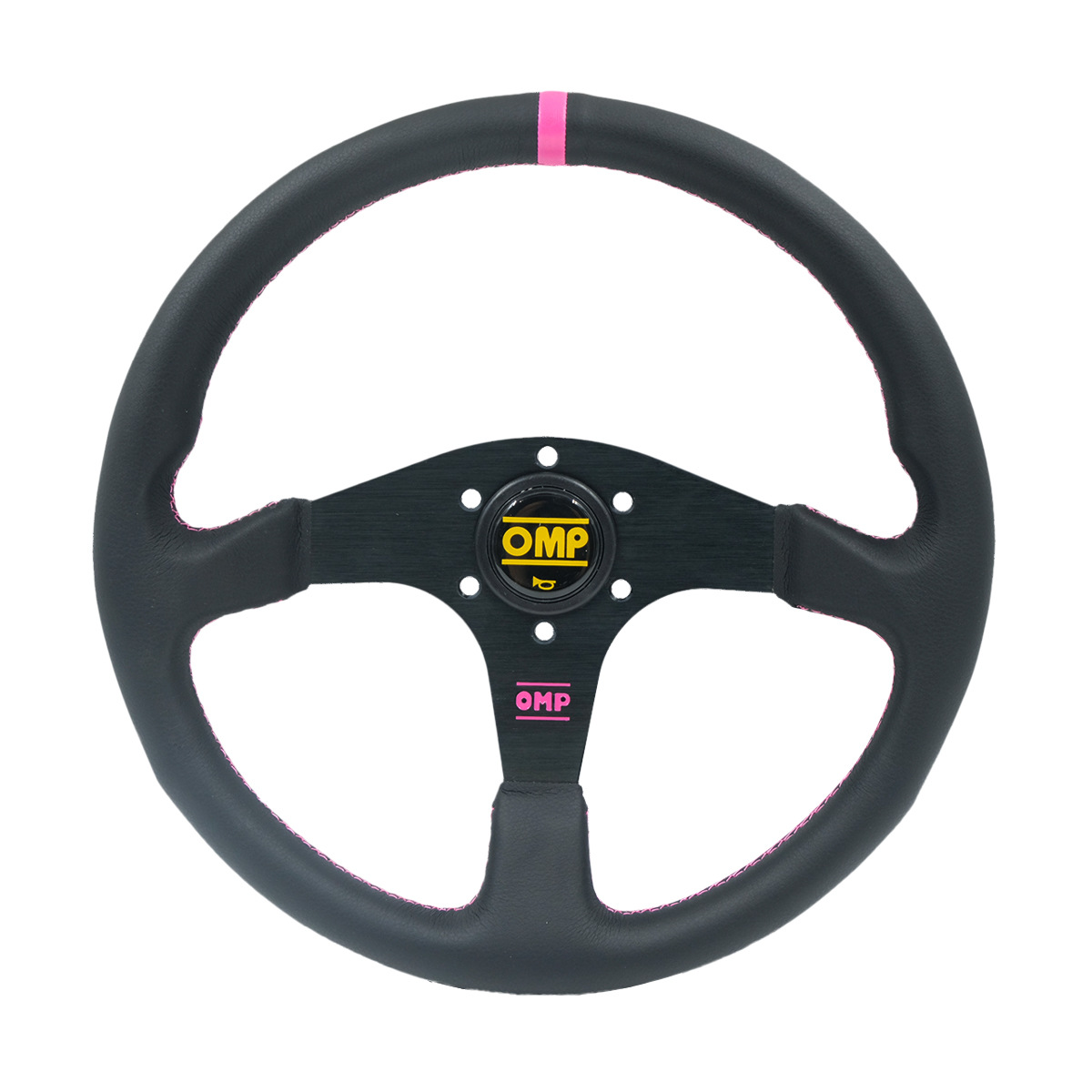 Wheel Universal Racing — Universal Steering wheel - genuine-leather-purple-ring-purple-line