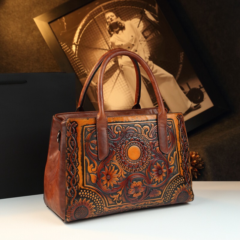 Genuine Leather Mother's Handbag 2025 New Middle-Aged Women's Bag Simple and Versatile Large Capacity Women's Shoulder Crossbody Bag