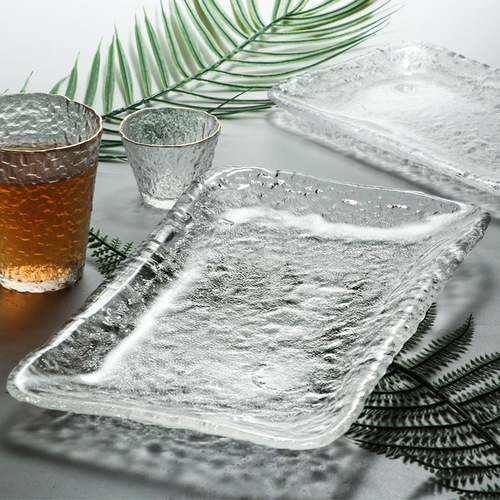 Japanese style ice dew glass tea tray simple household small tea table simple Kung Fu tea set creative pot with dry bubble table tray