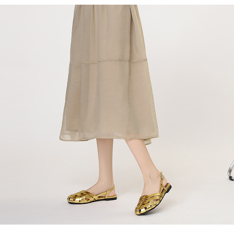 Sandalias romanas planas trenzadas transpirables para mujer_voghion.com