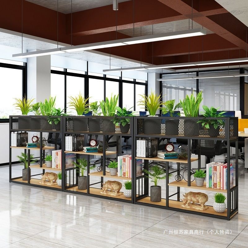 Entrance Partition Rack Iron Office Bookshelf Display Rack Floor-Standing Flower Rack Hot Pot Restaurant Restaurant Popular