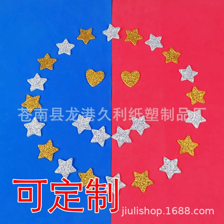 Самоклеящиеся стикеры из пены EVA в форме звезд и сердец с зеленым луком, блестящие стикеры для декора вечеринок, блестящие аппликации для творчества