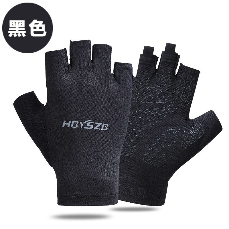 Protección solar medio dedo guantes hielo seda manicura hombres y mujeres delgada primavera y verano transpirable al aire libre equitación guantes de fuga de dedo