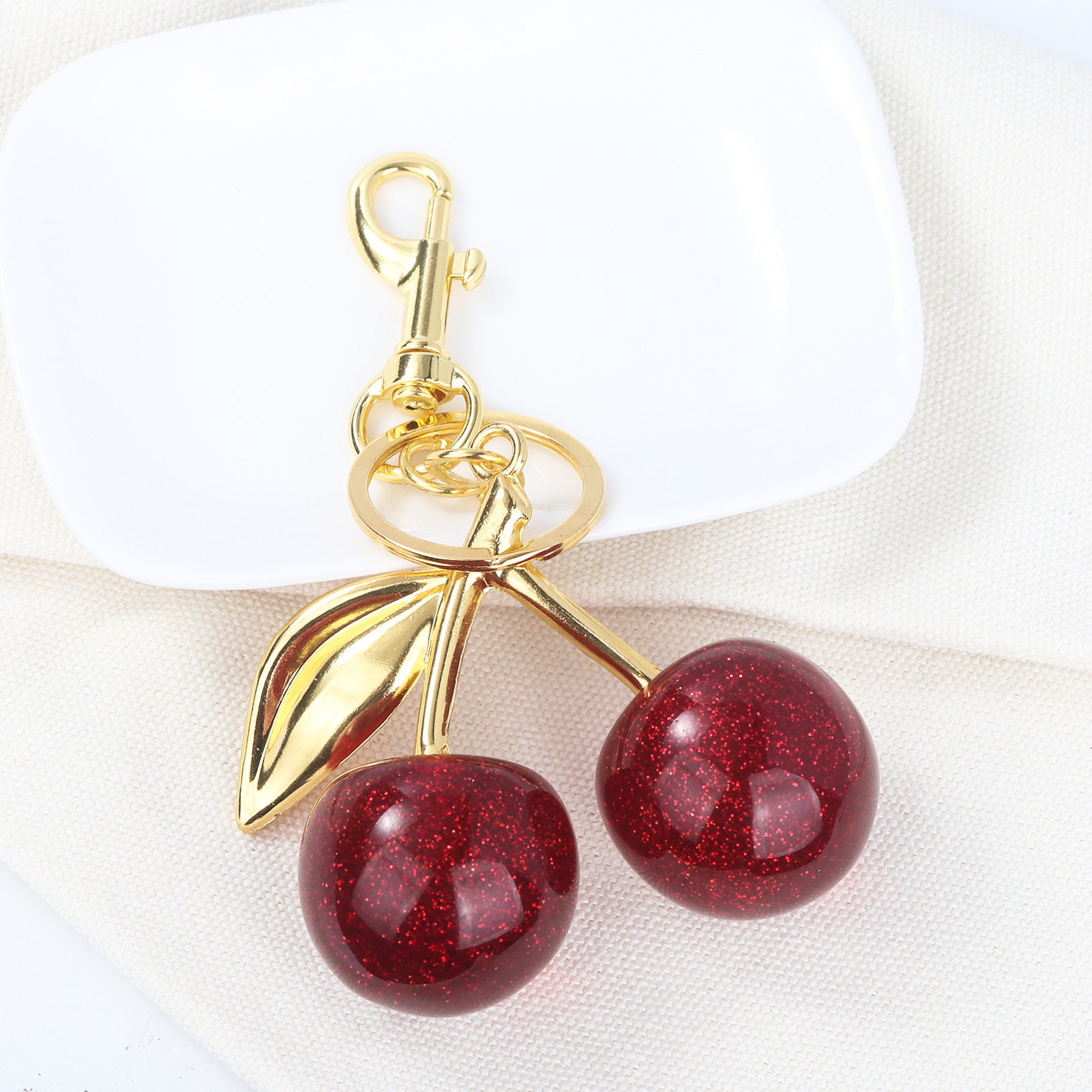 64g Weight Bag Pendant, Keychain Classification 1 Piece Quantity Holiday, Banquet, Travel Occasion Plastic, Resin Material Christmas Festival Cherry Pattern Fruit/Food, Plating Design Elegant, Hip-Hop, Simple Style Style 1 Piece Elegant Hip-Hop Simple Style Cherry Plastic Resin Fruit/Food Plating Christmas Bag Pendant Keychain 18