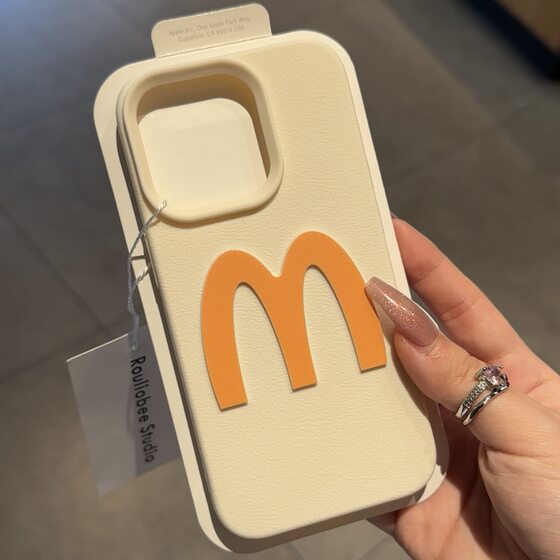 Three-dimensional M Letter Mai Door for Apple 15ProMax Mobile Phone Case iPhone14 Simple 16/13 Leather Pattern 12