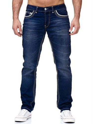 European and American high-quality new men's slim fit two-line jeans classic three-color jeans new
