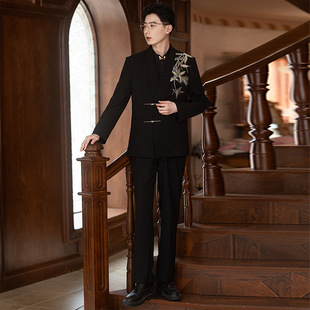 Groom's Wedding Suit Suit Zhongshan Suit Men's National Style Engagement Dress New Chinoiserie Stand Collar Groom's Suit Jacket