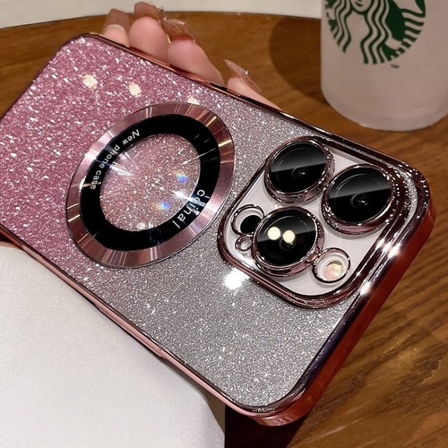 Suitable for Apple 15 mobile phone case magnetic plating 12 gradient glitter iphone 14 promax protective cover 13 silicone