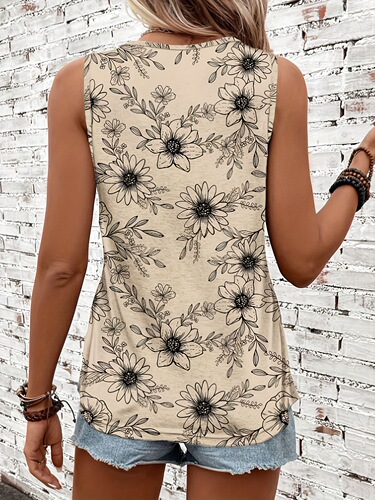 Short-sleeved independent standing printed sleeveless vest can be worn externally and is fashionable and all-matching for vacation