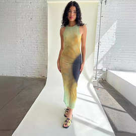 跨境亚马逊速卖通新款外贸热销Dress Slim Fit Sleeveless Round