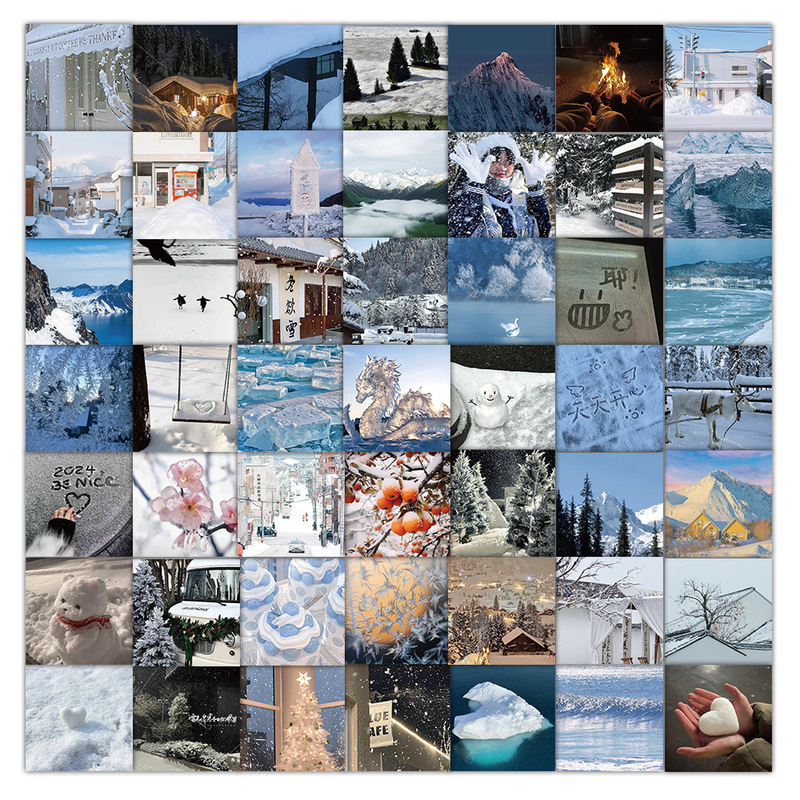 60 Winter Sweet Milk Cover Stickers Beautiful Snow Scenery Decoration Car Notebook Luggage Hand Book Material Stickers