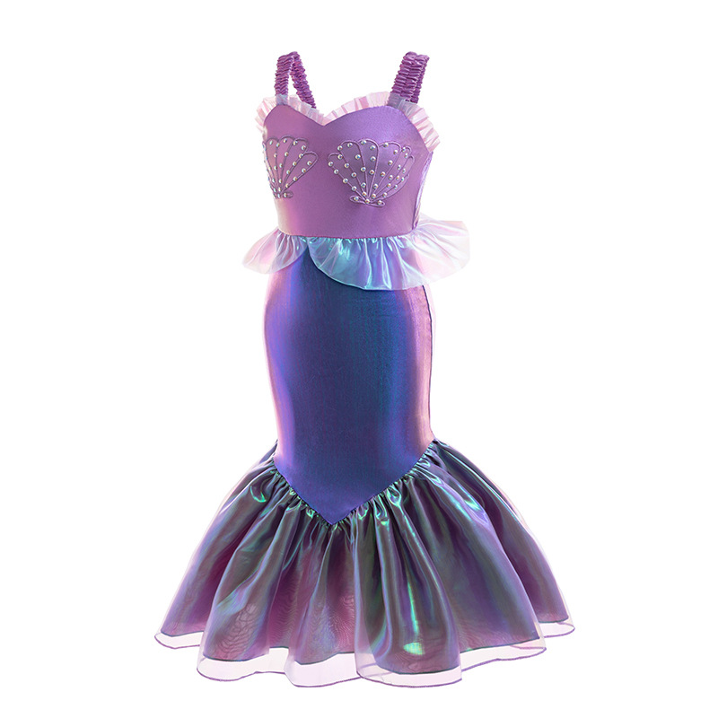 Comercio exterior sirena niña princesa vestido película mismo estilo para niños vestido de cabestrillo vestido de cola de pez traje de baño foto hilo