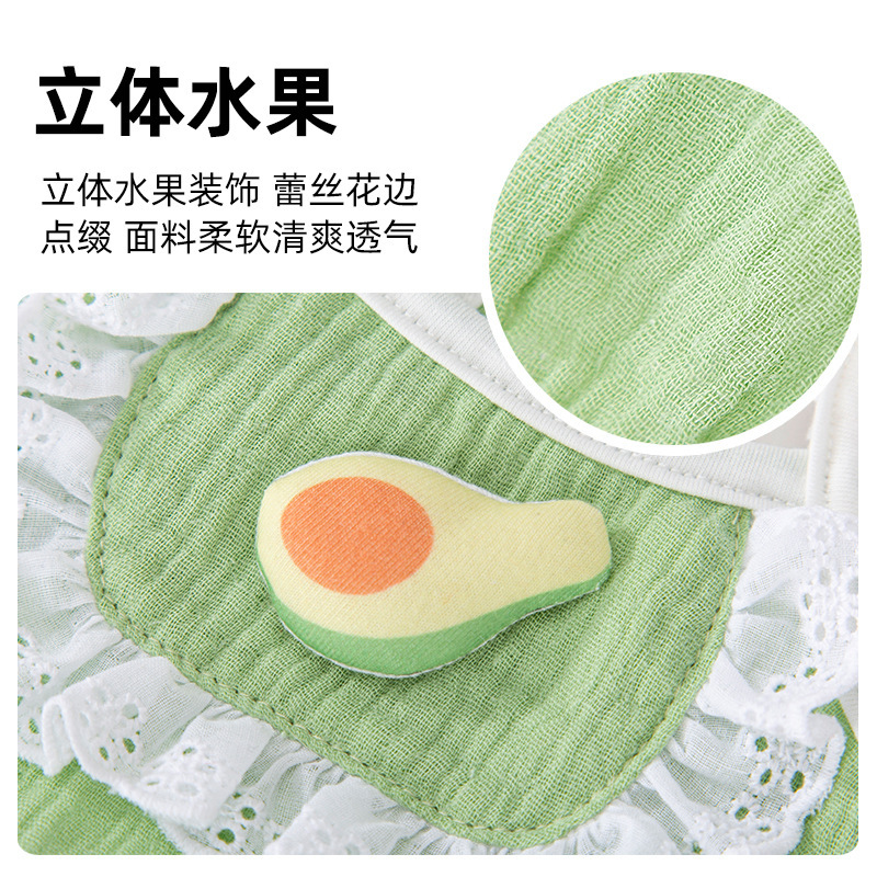 Primavera y verano nuevo tridimensional fruta encaje cachorro Sling gato chaleco fino oso peluche ropa para mascotas