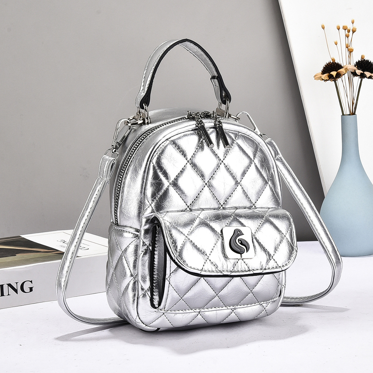 Mochila de mujer cuadrada, mochila de moda casual, mochila práctica, bolsas transfronterizas