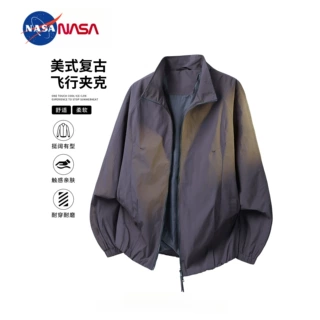 NASA秋季男士立领夹克宽松百搭外套简约挺括防风休闲潮流上衣服