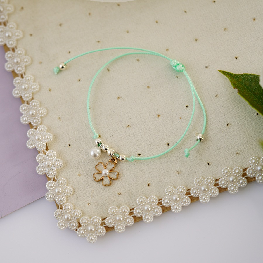 Pulsera de estudiante de perlas de cerámica novia mano decoración pareja escuela niños pulsera joyería femenina 302A flor de cerezo en polvo uno