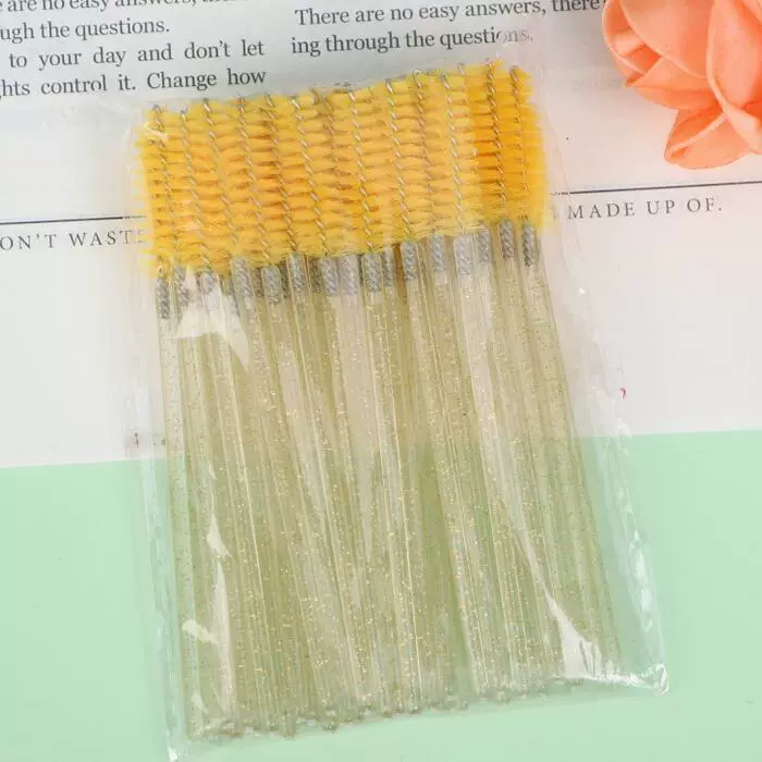 Eyelash Spoolie Brushes, Disposable Lash Brushes, Assorted Colors, Pack (50 pcs)