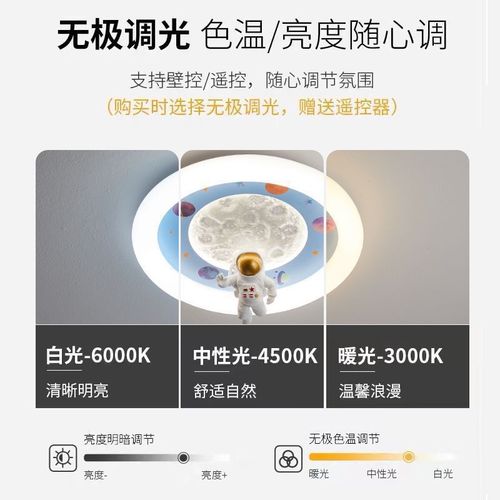 Modern Cream Rabbit Astronaut Children's Ceiling Light, Simple Moon Boy and Girl Warm and Romantic Eye-Care Lamp