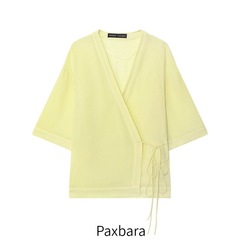 2025夏季新品欧美跨境女装时尚条纹蝴蝶结和服式外衣 90123