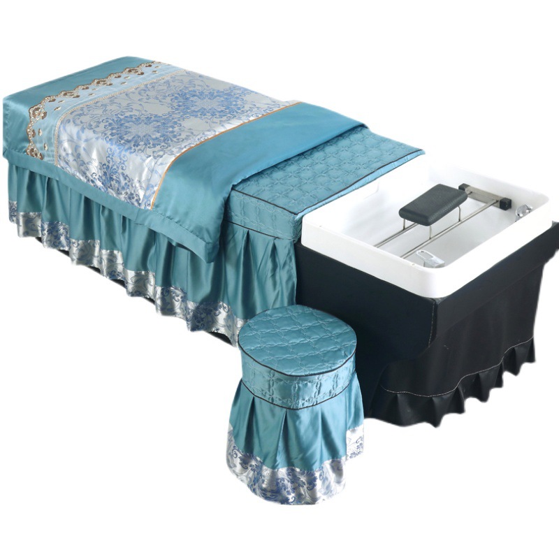 Wholesale 4-Piece Thai-Style Hair Salon & Spa Bed Covers—Custom-Made for Head Treatments, Hair Care, and Massage Beds—Available in European Style