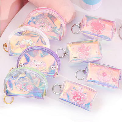 coin purse the republic of korea ins Mini Small Hand Simplicity lovely laser transparent zipper wallet