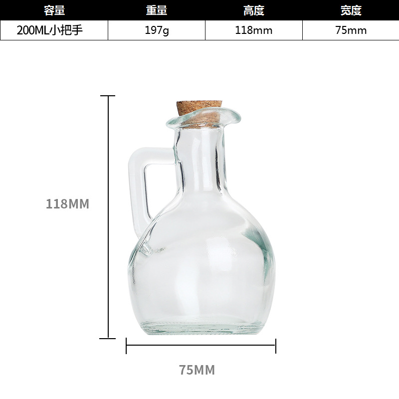 Amazon botellas de vidrio transparentes creativas de mango tallado botella de aceite botella de sabor de vino botella de salsa de soja empaquetada botella vacía al por mayor