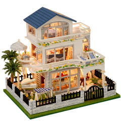 天予diy小屋ミニブルーウォールズミニチュア別荘家建築模型創意プレゼント置物