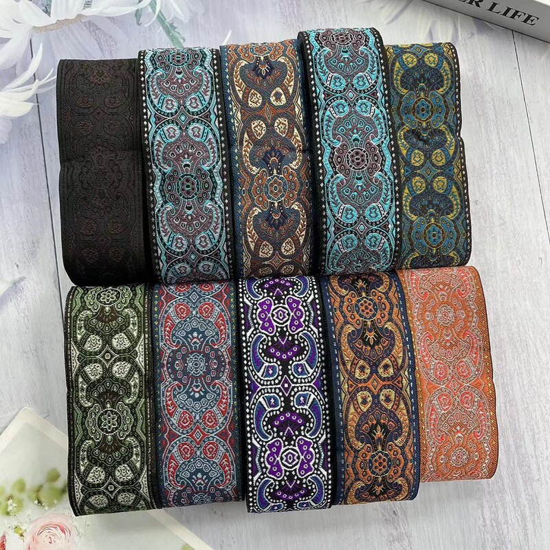 Jacquard ribbon ethnic lace cashew pattern clothing luggage accessories width 5cm SH-0092 Jacquard ribbon ethnic lace cashew pattern clothing luggage accessories width 5cm SH-0092