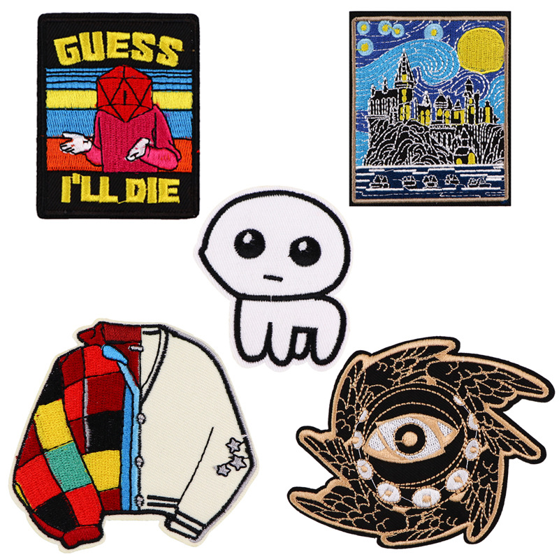 新款彩画衣服布贴刺绣补丁服装箱包辅料卡通动画热熔胶背胶布贴花