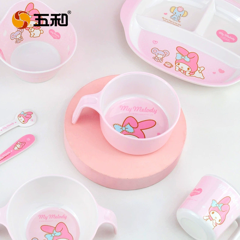 五和 Cartoon cute tableware for feeding, children's dinner plate, spoon