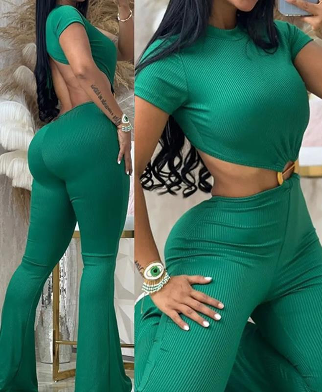 Women's Holiday Daily Bar Sexy Solid Color Full Length Metal Jumpsuits display picture 3