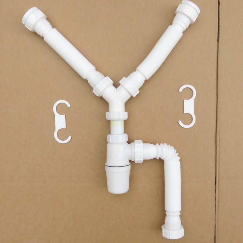 Cross-Border Y-Shaped Double Basin Sink Drain with Anti-Odor Double Sink Drainer for Kitchen and Bathroom Use