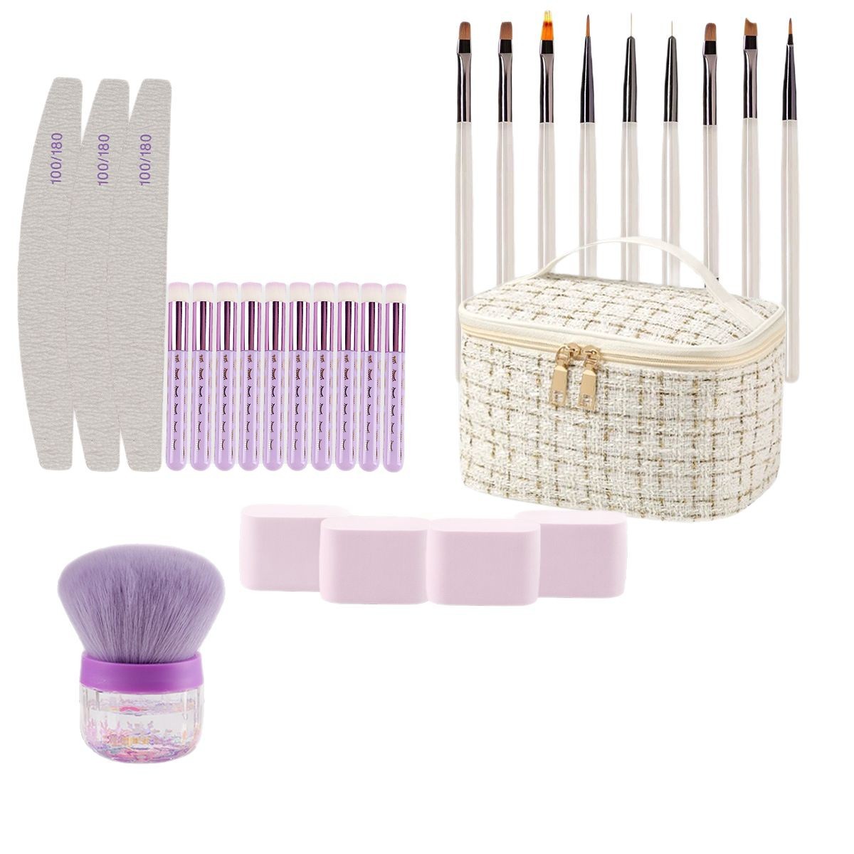 28 series de cepillo de uñas cepillo de polvo cepillo de pestañas inclinadas paquete completo de combinación de stock puede ser distribuido